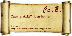 Csarankó Barbara névjegykártya
